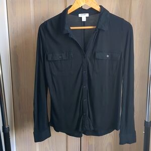 Old Navy Black Casual Button-Down Shirt, size S